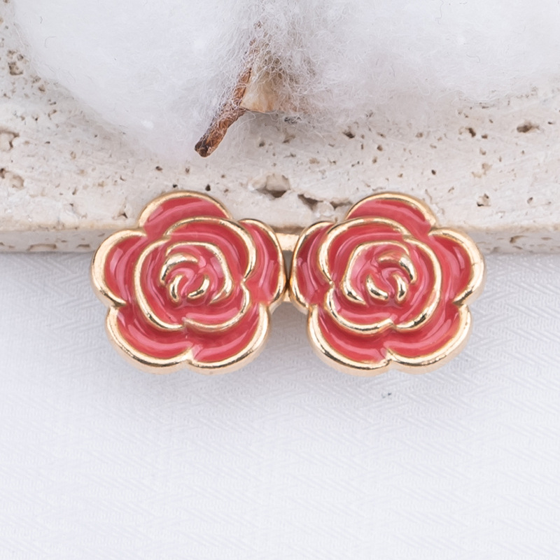 Nail-free rose waist buckle-fluorescent green-alloy-1 pair