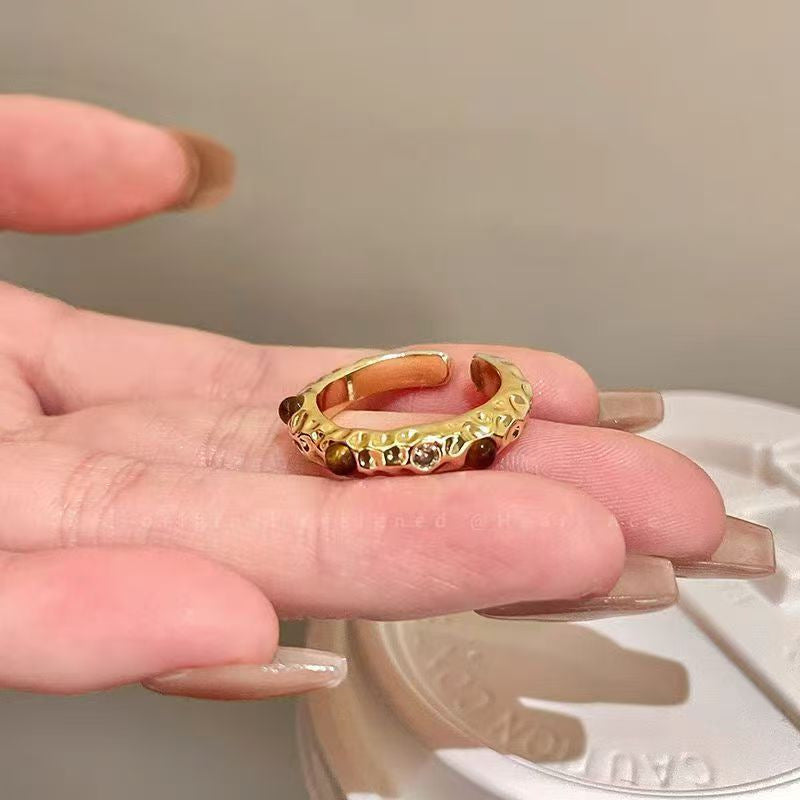 Maillard Tigerauge & Zirkon Ring für Damen, 2026 Neuer Stil, Leichter Luxus High-End Zeigefingerring, Mode Persönlichkeitsband
