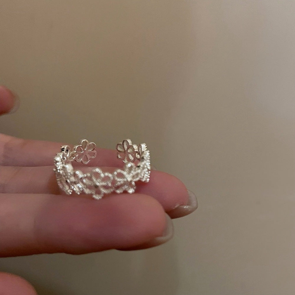 Vintage S925 Silberringe für Damen, minimalistisches High-End-Design, nicht verblassender leichter Luxus-Fingerschmuck