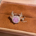 Dainty Purple Crystal Deer Head Ring, Adjustable Stackable Ring, Fashion Jewelry For Women Daily Wear