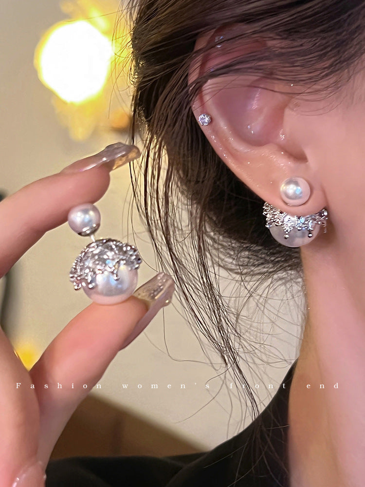 Elegante Perlenohrringe für Damen, zarte silberfarbene Wassertropfen-Kristall-Quasten-Ohrstecker, luxuriöser Vintage-Brautschmuck als Geschenk
