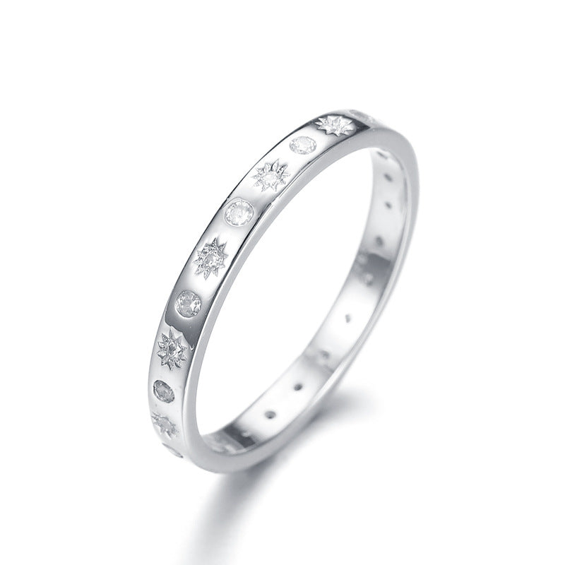 Hohler Punkt Zirkon Sterlingsilberring