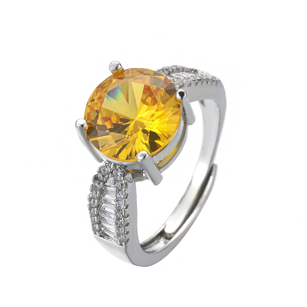 Women's Open Ring With Colorful Zircon