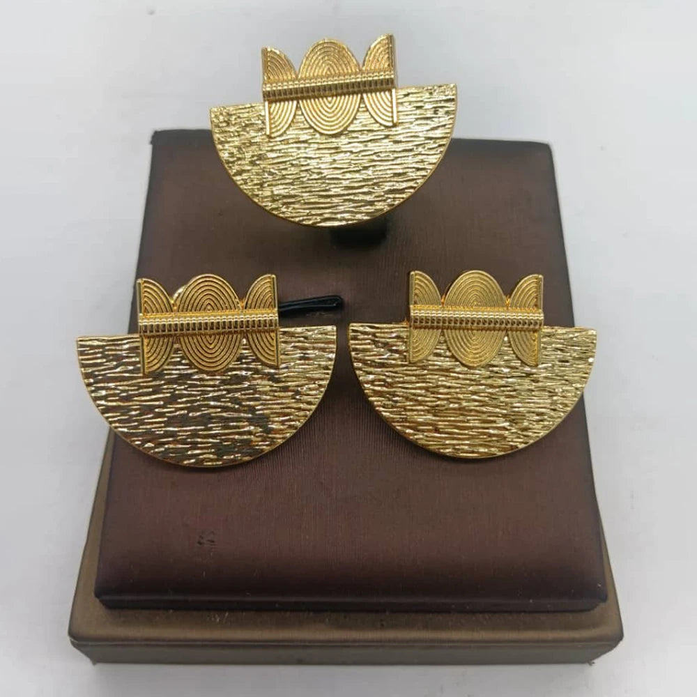 Afrikanischer Goldschmuck-Set für Frauen, Statement-Design, Clip-Ohrringe und Fingerring, 2-teiliges Set für Hochzeiten, Brautschmuck