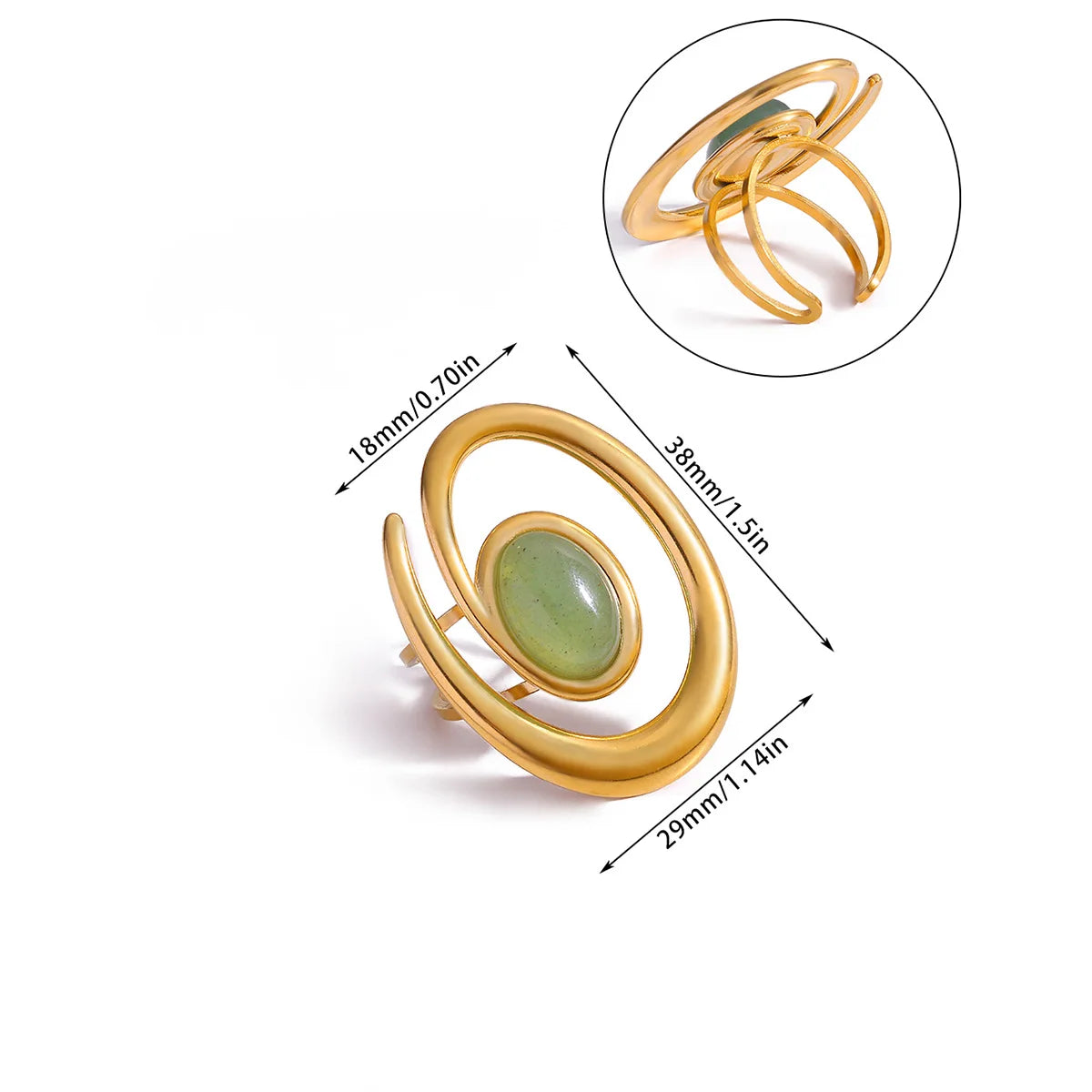 Vintage Grüne Stein Offene Edelstahlringe Für Frauen Mode Goldfarbe Blume Zirkon Ring Schmuck Ästhetische Anillos Geschenk