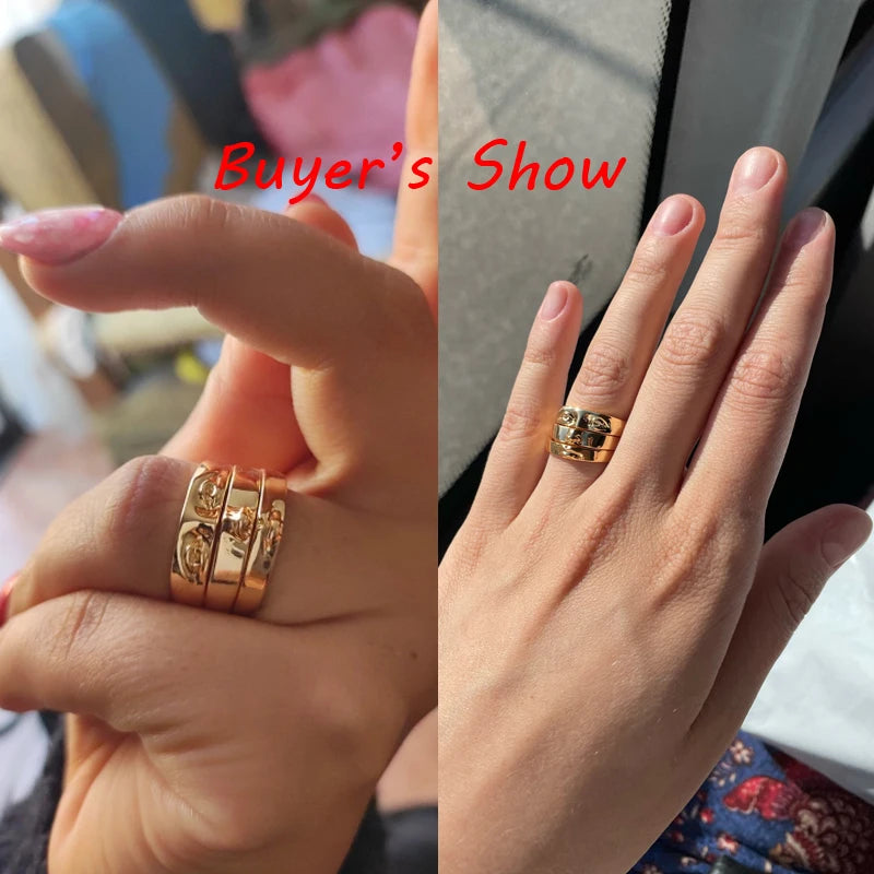 Augenringe für Damen Herren Edelstahl Goldfarben Vintage Gesichtsring Sets Luxus y2k Ästhetik Schmuck 2025 кольца anillos