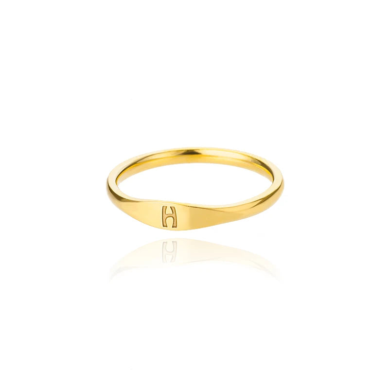 Kleine Initialen-Ringe für Damen, Edelstahl, goldfarben, ästhetischer Fingerring, modischer Hochzeitsschmuck, Geschenk Anillos 2023