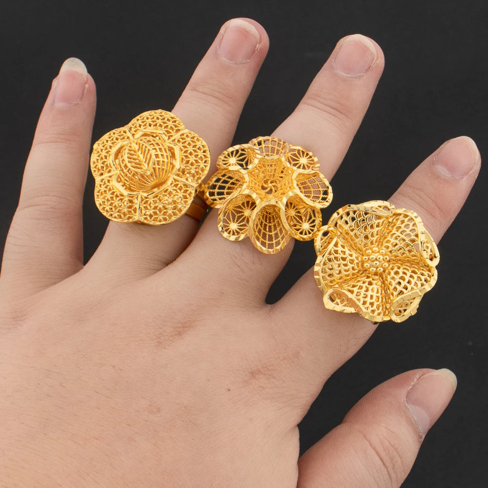 Luxuriöse 18K vergoldete Ringe Kupfer Party Frauen Verstellbare lange Ringe Mode Hochzeit Braut Runde Öffnung Damen Fingerring Geschenk