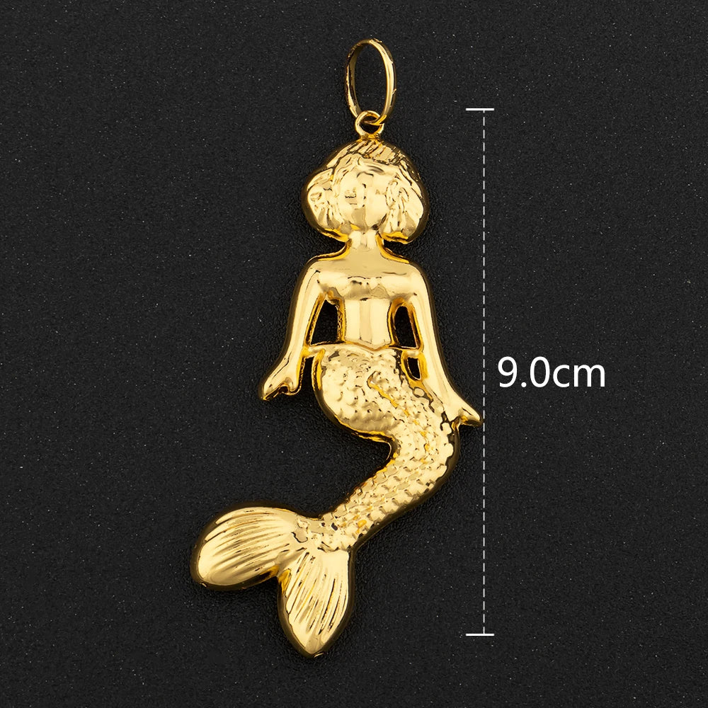 Gold Color Hip Hop Personality Pendant African Map Mermaid Dollar Euro Shape Pendant Party Jewelry Birthday Gifts