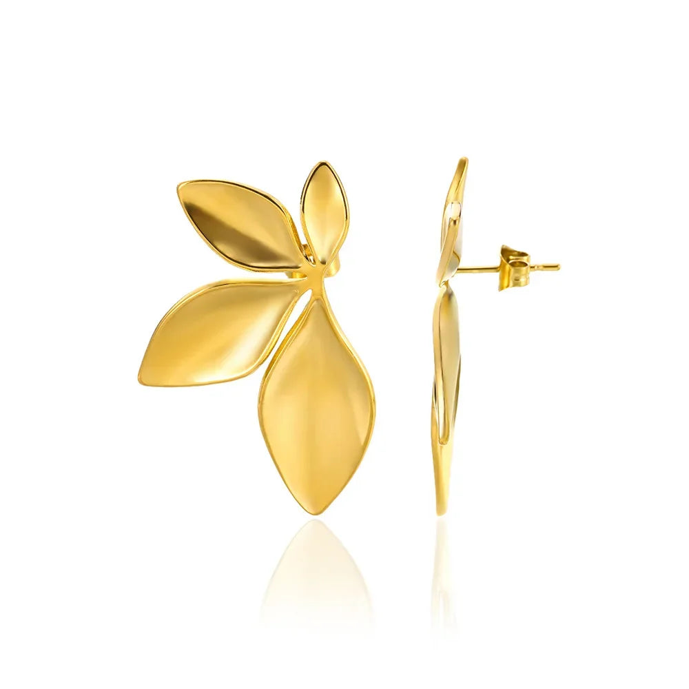 Pendientes de acero inoxidable con flor geométrica para mujer, aretes dulces con forma de girasol, chapados en oro, joyería para perforación de orejas, accesorios de boda, regalos