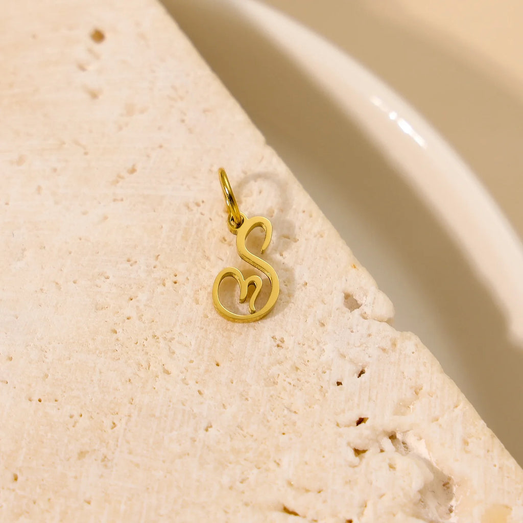 SUNIBI Heart Art Initial Alphabet Pendant DIY Name Customized Birthday Gift Stainless Steel Women Fashion Jewelry A-Z Wholesale