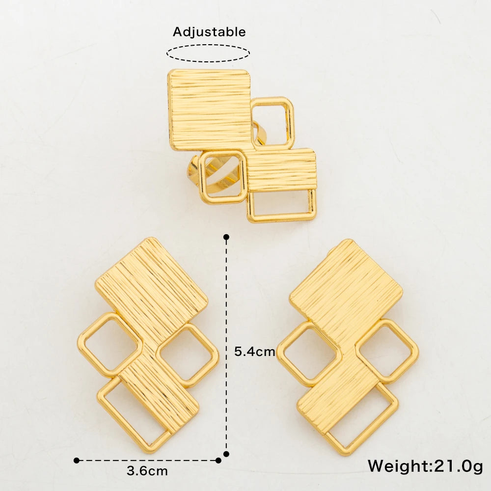Ohrringe und Armreif Ring Schmuckset für Party Afrikanische 18 Karat Gold Farbe Ohrringe Fingerring Hochzeiten Brautschmuck Accessoires