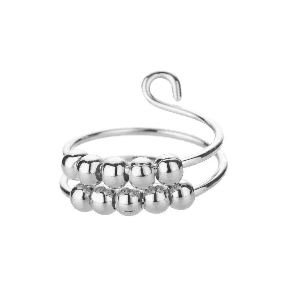 Edelstahl Doppelball Verstellbarer Ring für Damen Unisex Goldfarben Trendige Fingerringe Dekompressionsschmuck Geschenke Anillos