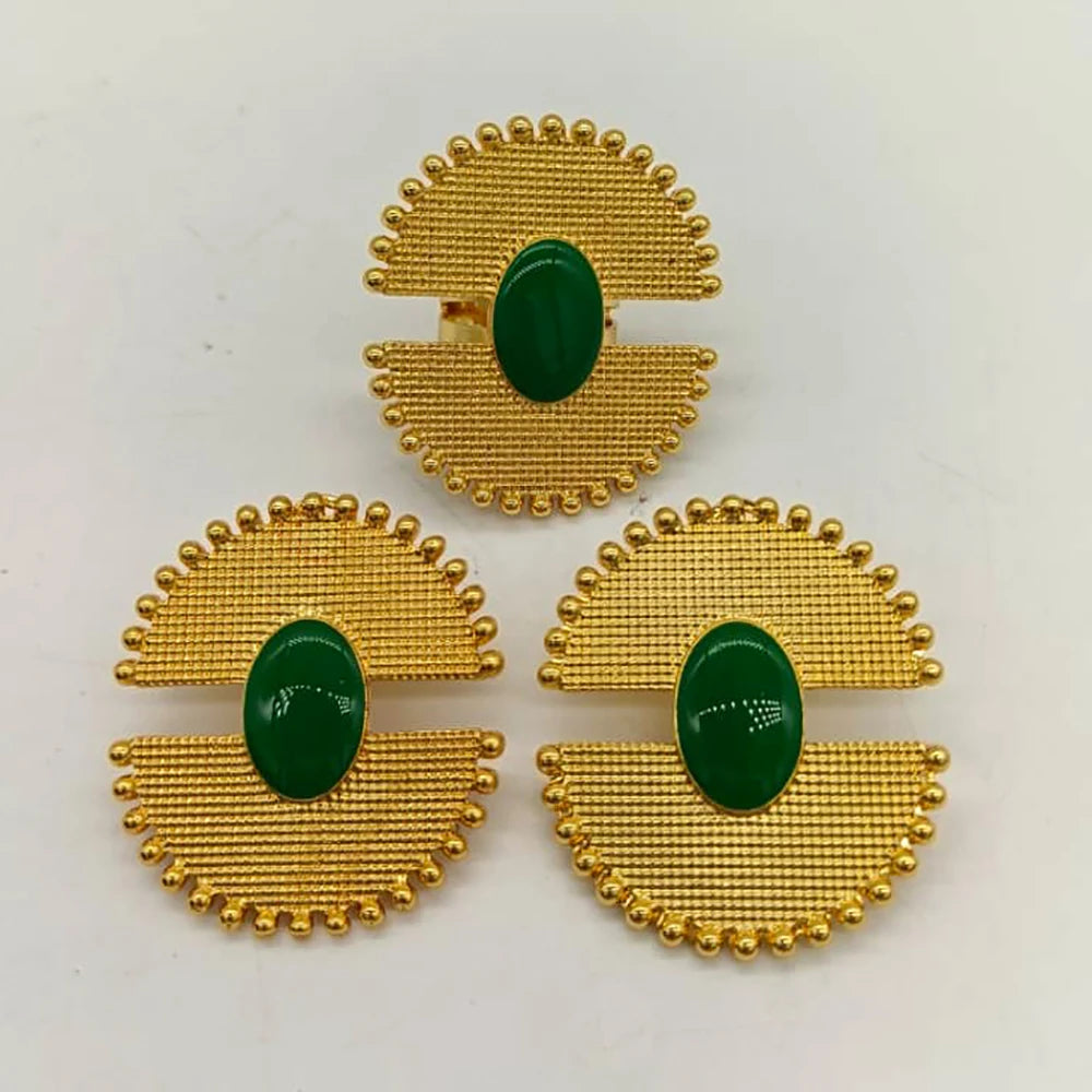 Pendientes bañados en oro, clips geométricos para la oreja, conjunto de anillos para mujer, joyería de cobre, regalos para fiestas y bodas, pendientes de colores, joyería de anillo
