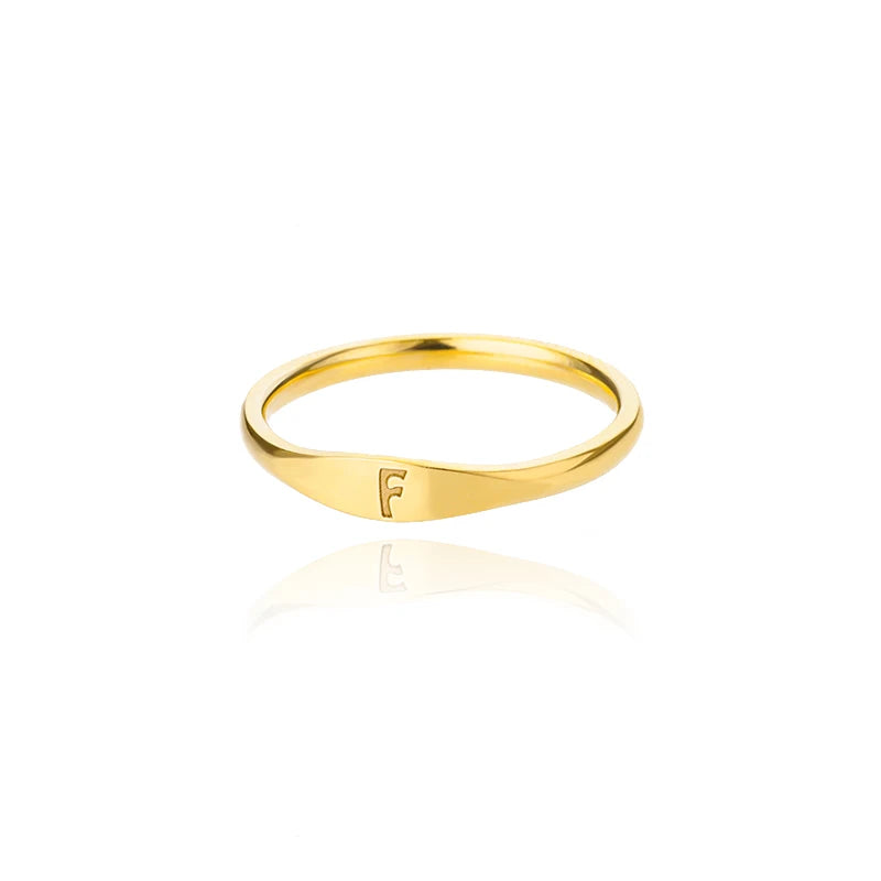 Kleine Initialen-Ringe für Damen, Edelstahl, goldfarben, ästhetischer Fingerring, modischer Hochzeitsschmuck, Geschenk Anillos 2023