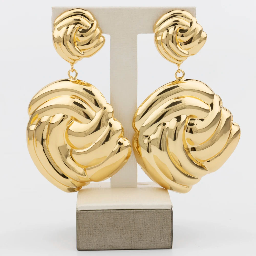 Conjunto de Joyería de Lujo para Mujer, Collar de Color Dorado, Pendientes de Aro Grandes, Brazalete y Anillo para Mujeres Modernas, Joyería de Fiesta Africana de Dubái