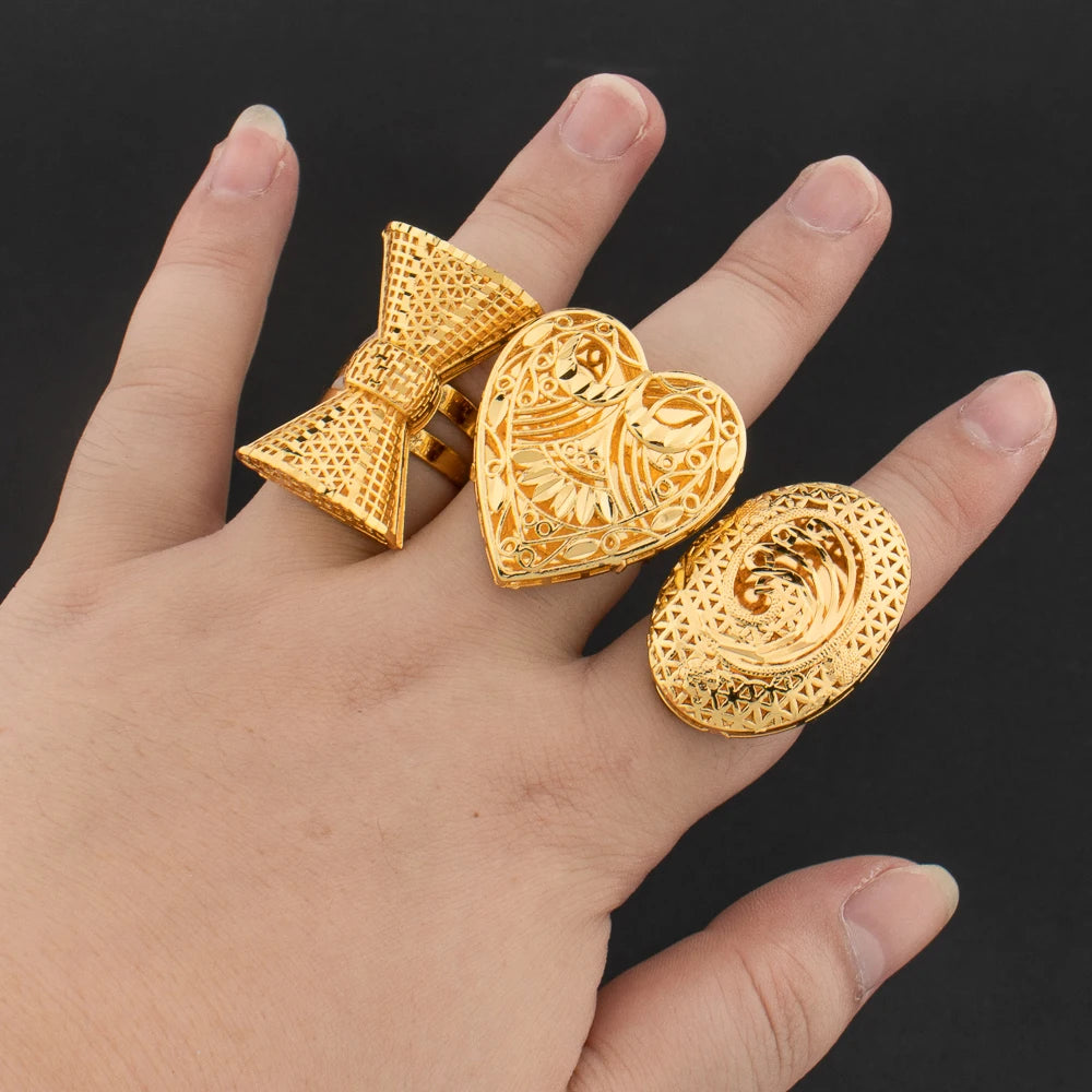Luxuriöse 18K vergoldete Ringe Kupfer Party Frauen Verstellbare lange Ringe Mode Hochzeit Braut Runde Öffnung Damen Fingerring Geschenk