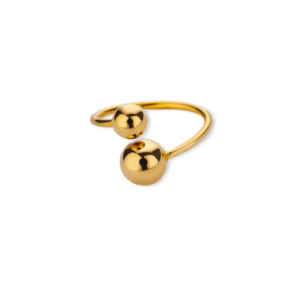 Edelstahl Doppelball Verstellbarer Ring für Damen Unisex Goldfarben Trendige Fingerringe Dekompressionsschmuck Geschenke Anillos