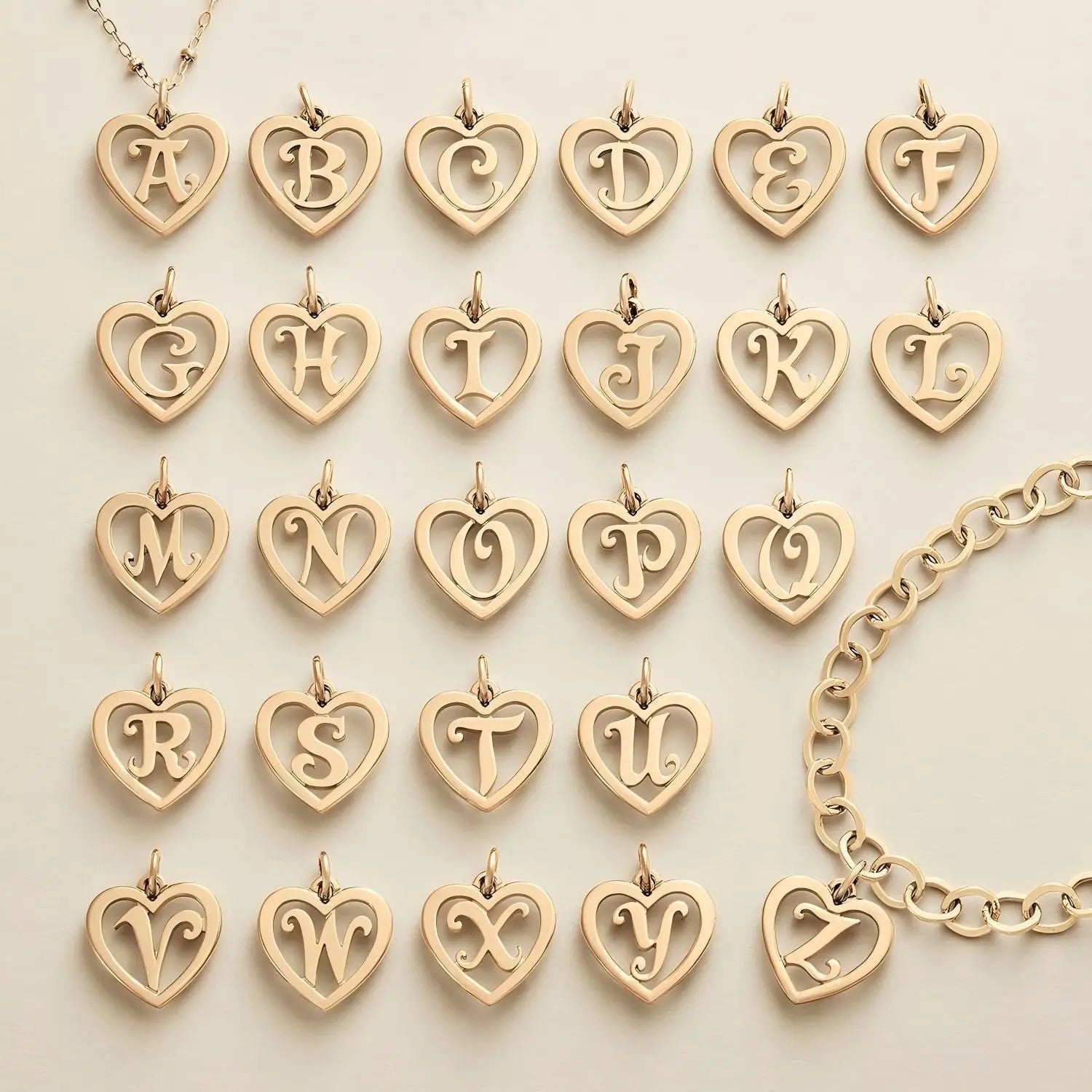 SUNIBI Edelstahl-Buchstabenanhänger Herzform Hohl Anhänger Charm für Armbänder Halsketten für Frauen DIY Schmuckherstellung