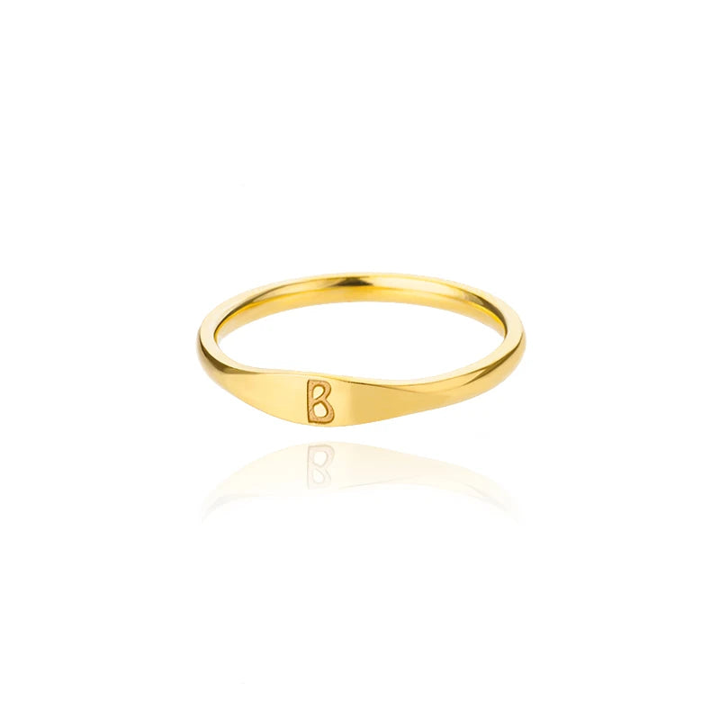 Kleine Initialen-Ringe für Damen, Edelstahl, goldfarben, ästhetischer Fingerring, modischer Hochzeitsschmuck, Geschenk Anillos 2023