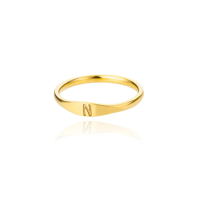 Kleine Initialen-Ringe für Damen, Edelstahl, goldfarben, ästhetischer Fingerring, modischer Hochzeitsschmuck, Geschenk Anillos 2023