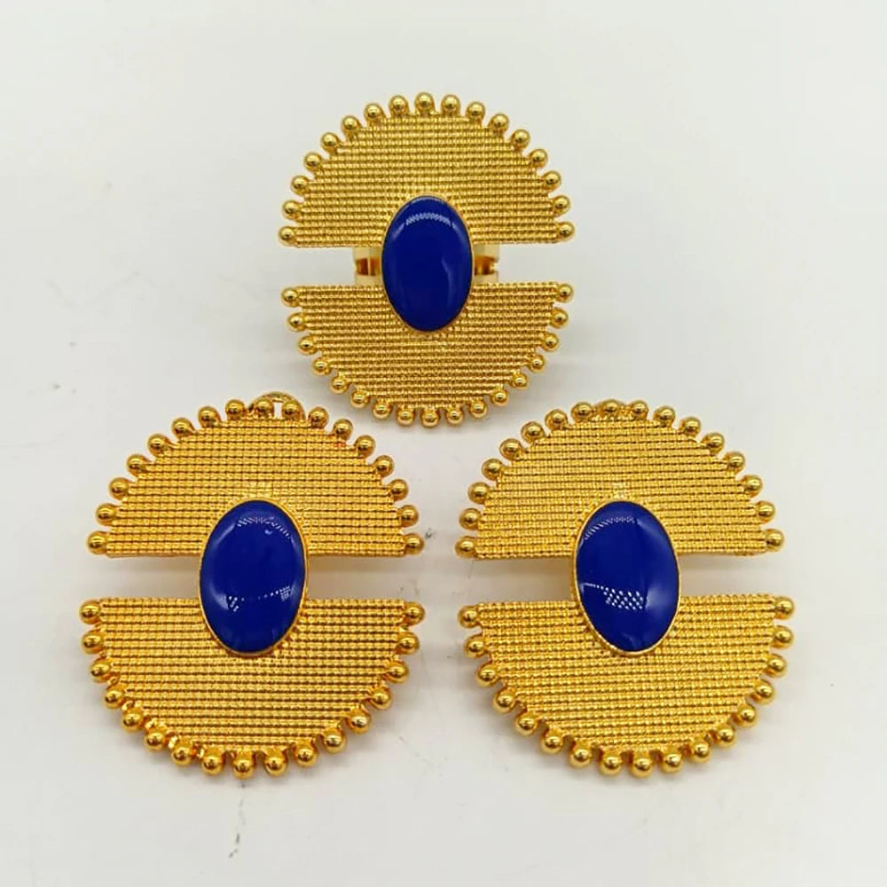 Pendientes bañados en oro, clips geométricos para la oreja, conjunto de anillos para mujer, joyería de cobre, regalos para fiestas y bodas, pendientes de colores, joyería de anillo