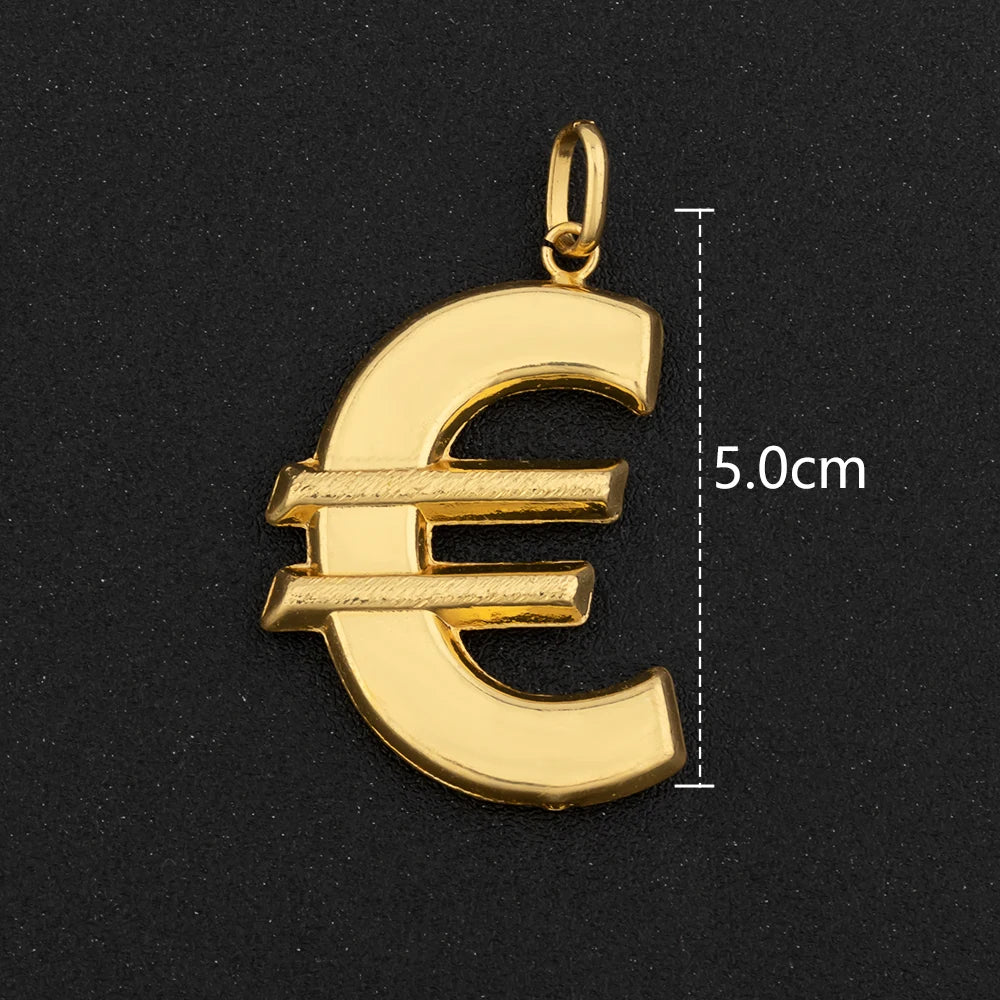 Hip Hop Personality Pendant Gold Color African Map Mermaid Dollar Euro Shape Pendant for Women Men Luxury Copper Chain Jewelry