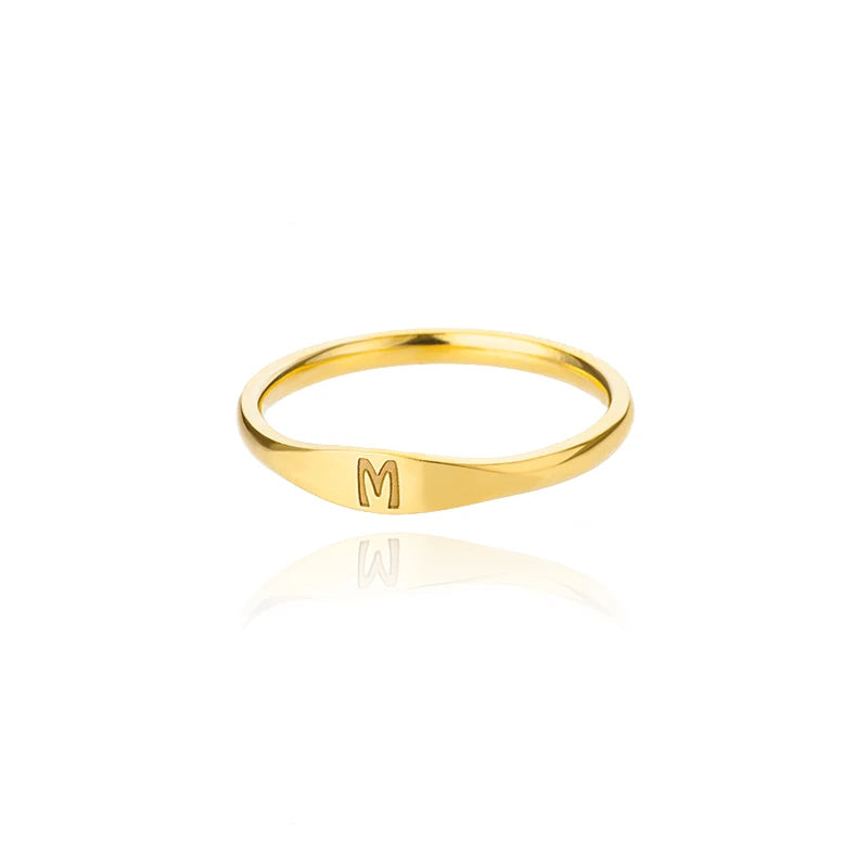 Kleine Initialen-Ringe für Damen, Edelstahl, goldfarben, ästhetischer Fingerring, modischer Hochzeitsschmuck, Geschenk Anillos 2023