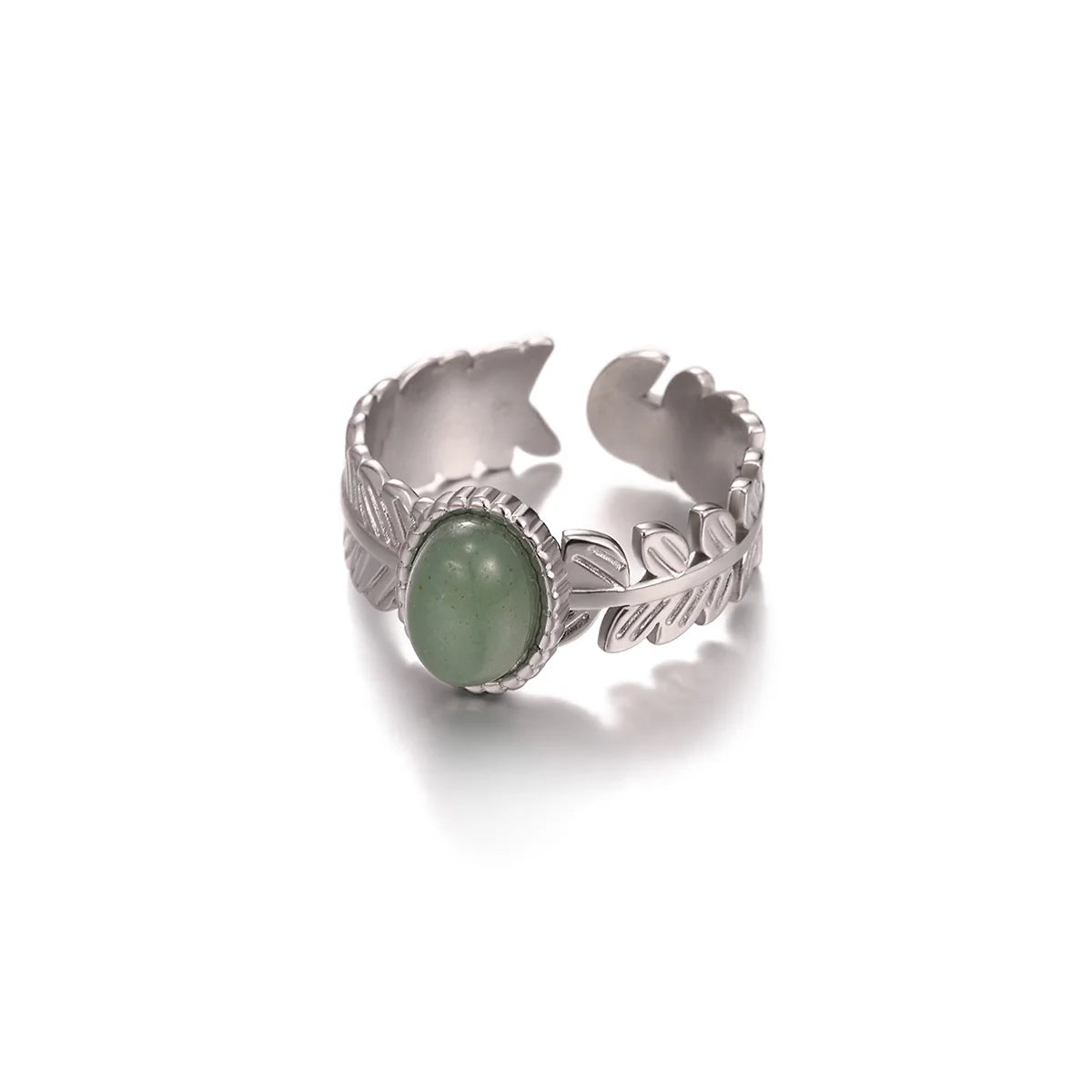 Vintage Grüne Stein Offene Edelstahlringe Für Frauen Mode Goldfarbe Blume Zirkon Ring Schmuck Ästhetische Anillos Geschenk