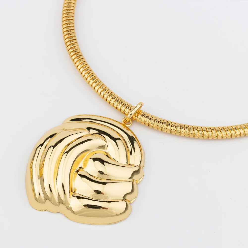 Conjunto de Joyería de Lujo para Mujer, Collar de Color Dorado, Pendientes de Aro Grandes, Brazalete y Anillo para Mujeres Modernas, Joyería de Fiesta Africana de Dubái