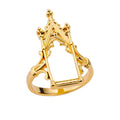 Edelstahl Magic Mirror Ringe für Damen, vergoldet, ästhetischer Ehering, Schloss-Blumenblatt-Design, leichter Luxusschmuck