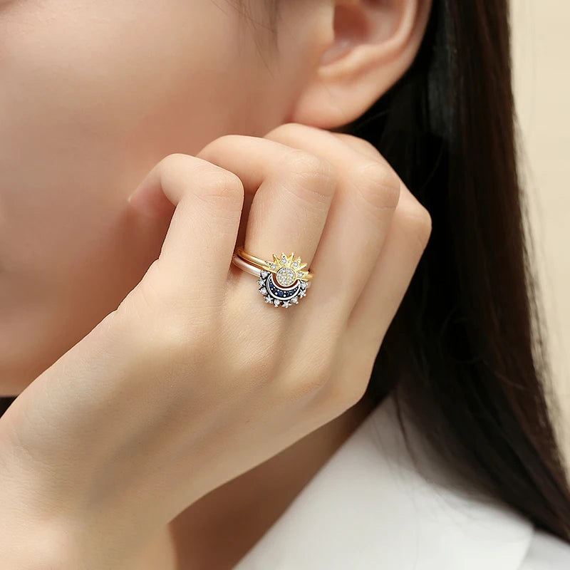 925er Sterling Silber Ringe für Frauen Original Krone Herz Wunschknochen Verlobung Hochzeit Rose Gold Kristall Ring Luxusschmuck