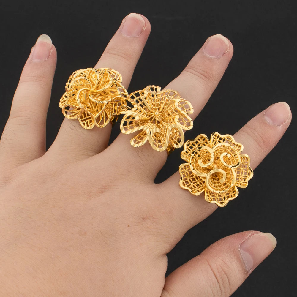 Luxuriöse 18K vergoldete Ringe Kupfer Party Frauen Verstellbare lange Ringe Mode Hochzeit Braut Runde Öffnung Damen Fingerring Geschenk