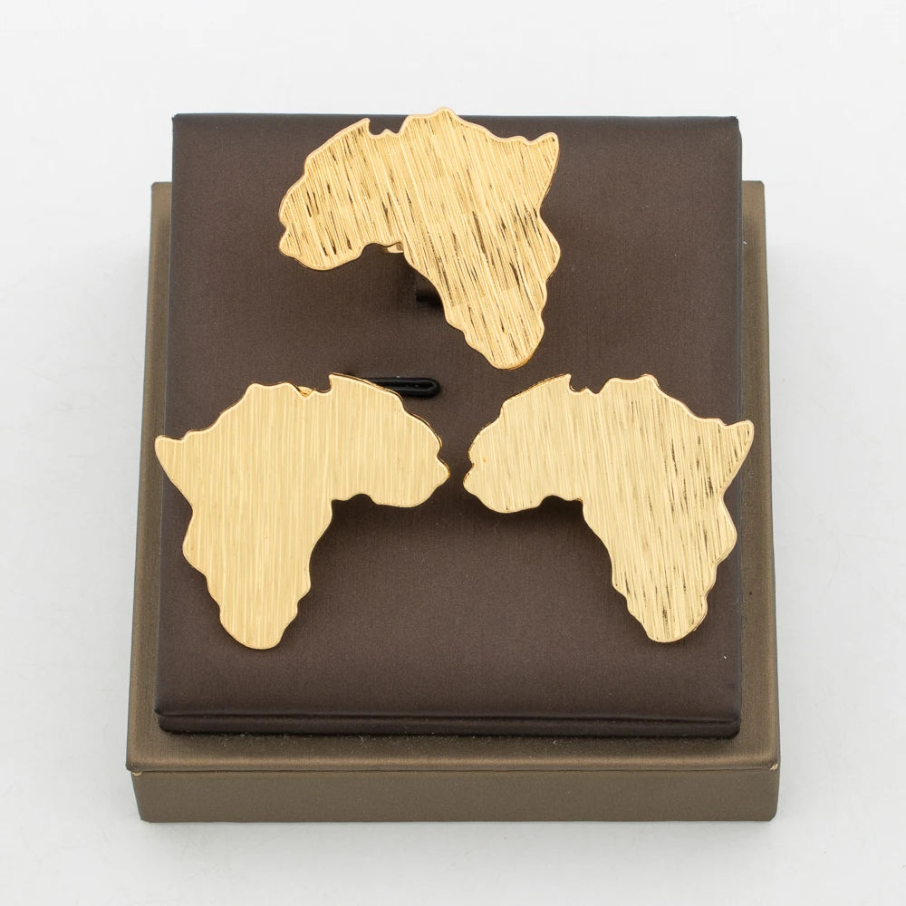 Dubai Goldfarbenes Schmuckset für Frauen, Hochzeiten, Braut, Ohrringe und Ring, brasilianisches Statement-Design, Clip-Ohrringe, Ringset, Alltag