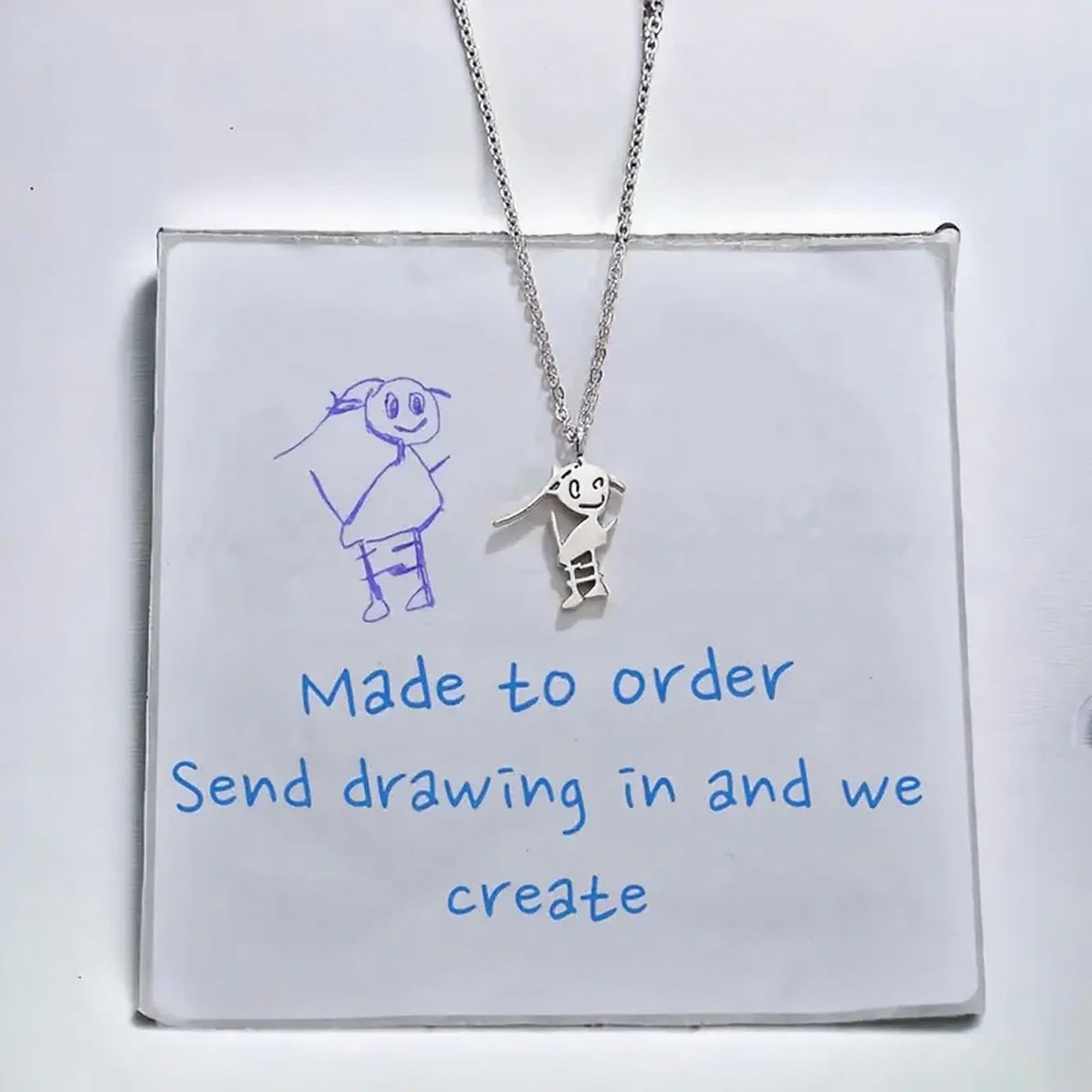 Custom Logo Picture Pendant Necklace For Women Girl Stainless Steel Birthday Gift Children's Drawing Photo Personalized Jewelry