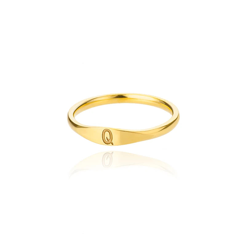 Kleine Initialen-Ringe für Damen, Edelstahl, goldfarben, ästhetischer Fingerring, modischer Hochzeitsschmuck, Geschenk Anillos 2023