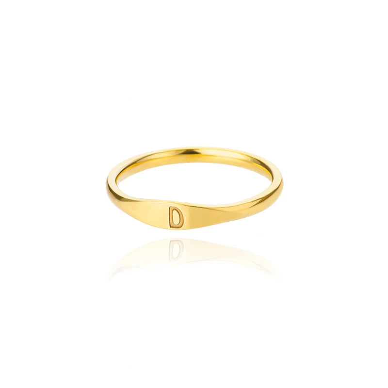 Kleine Initialen-Ringe für Damen, Edelstahl, goldfarben, ästhetischer Fingerring, modischer Hochzeitsschmuck, Geschenk Anillos 2023