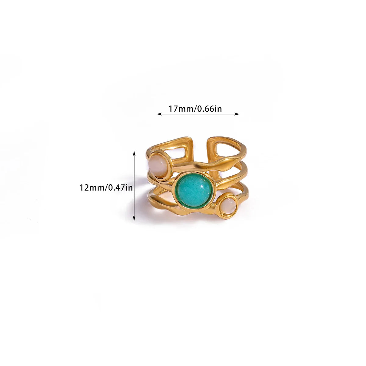 Vintage Grüne Stein Offene Edelstahlringe Für Frauen Mode Goldfarbe Blume Zirkon Ring Schmuck Ästhetische Anillos Geschenk