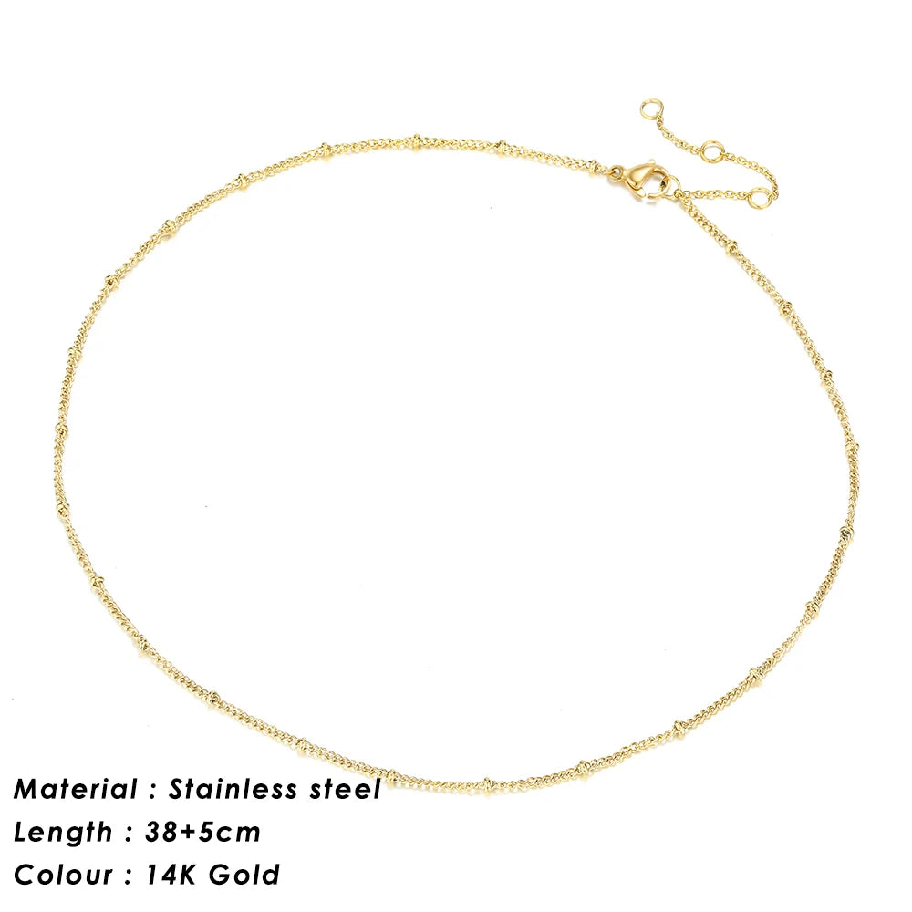 SUNIBI 316L Edelstahl Halskette für Damen Goldfarbene Statement Choker Halsketten Verblassen nicht Schmuck Großhandel