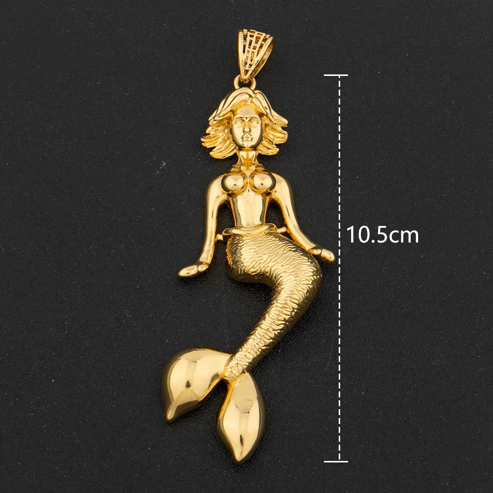 Gold Color Hip Hop Personality Pendant African Map Mermaid Dollar Euro Shape Pendant Party Jewelry Birthday Gifts