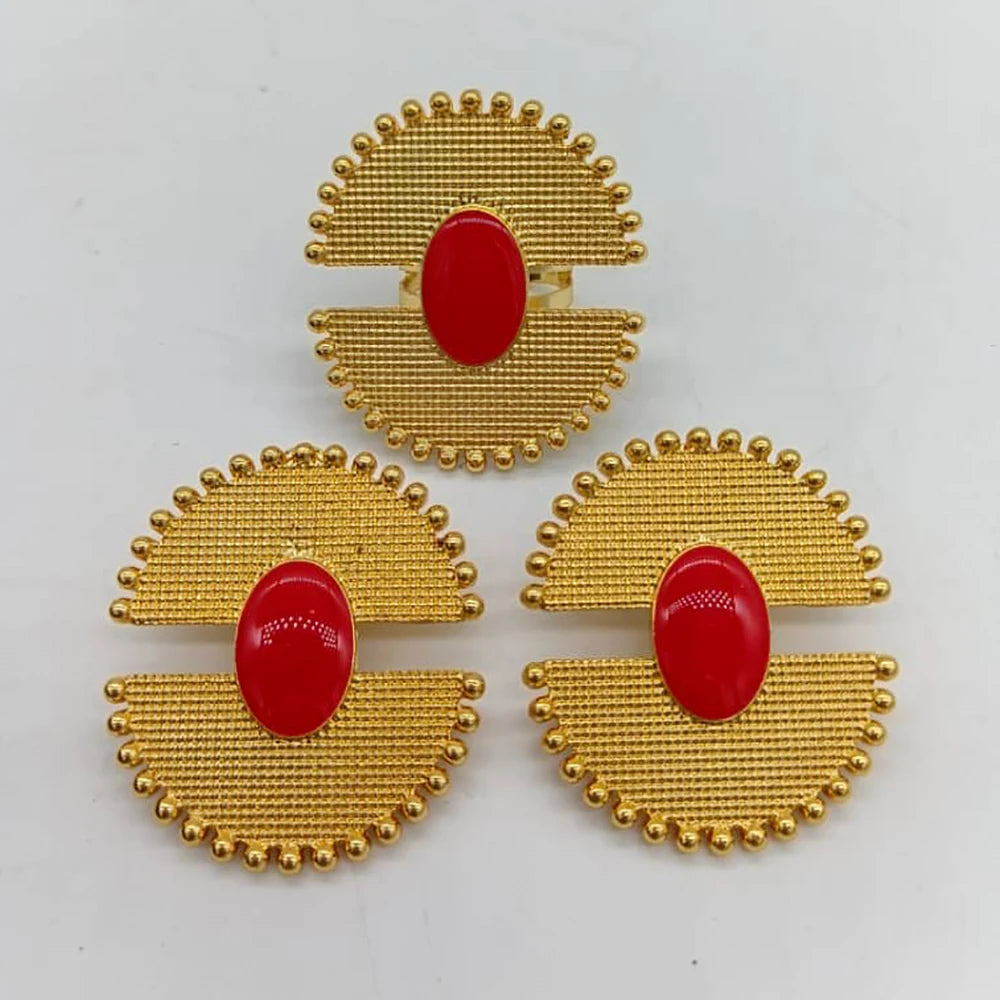 Pendientes bañados en oro, clips geométricos para la oreja, conjunto de anillos para mujer, joyería de cobre, regalos para fiestas y bodas, pendientes de colores, joyería de anillo