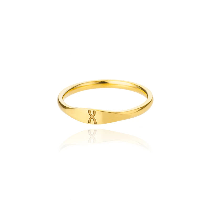 Kleine Initialen-Ringe für Damen, Edelstahl, goldfarben, ästhetischer Fingerring, modischer Hochzeitsschmuck, Geschenk Anillos 2023