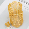 Dubai Manschettenarmreif Damen Arabisch 18K vergoldet Armband Ring Luxus Groß Rund Schmuck Kupfer Hochzeit Äthiopien Brautgeschenke