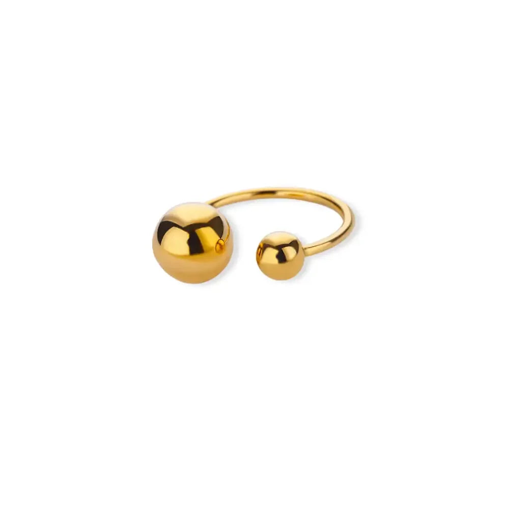 Edelstahl Doppelball Verstellbarer Ring für Damen Unisex Goldfarben Trendige Fingerringe Dekompressionsschmuck Geschenke Anillos
