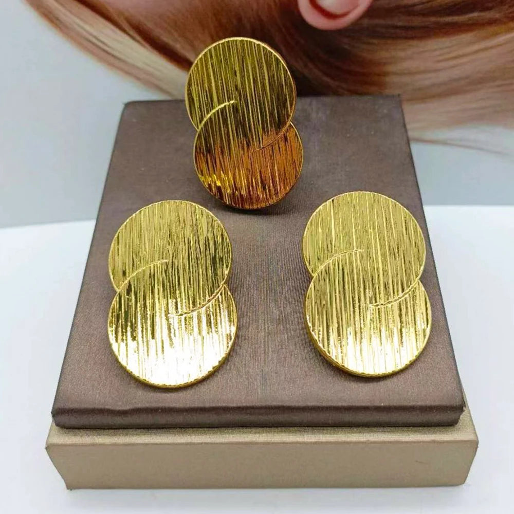 Ohrringe und Ring Schmuckset für Damen Afrikanische 18 Karat Gold Farbe Ohrringe mit Fingerring 2-teiliges Set für Party Äthiopien Täglicher Gebrauch