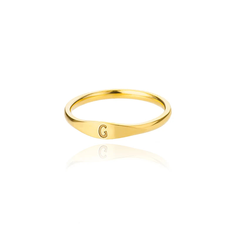 Kleine Initialen-Ringe für Damen, Edelstahl, goldfarben, ästhetischer Fingerring, modischer Hochzeitsschmuck, Geschenk Anillos 2023