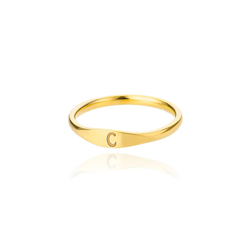 Kleine Initialen-Ringe für Damen, Edelstahl, goldfarben, ästhetischer Fingerring, modischer Hochzeitsschmuck, Geschenk Anillos 2023