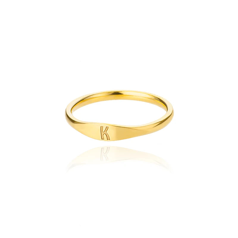 Kleine Initialen-Ringe für Damen, Edelstahl, goldfarben, ästhetischer Fingerring, modischer Hochzeitsschmuck, Geschenk Anillos 2023