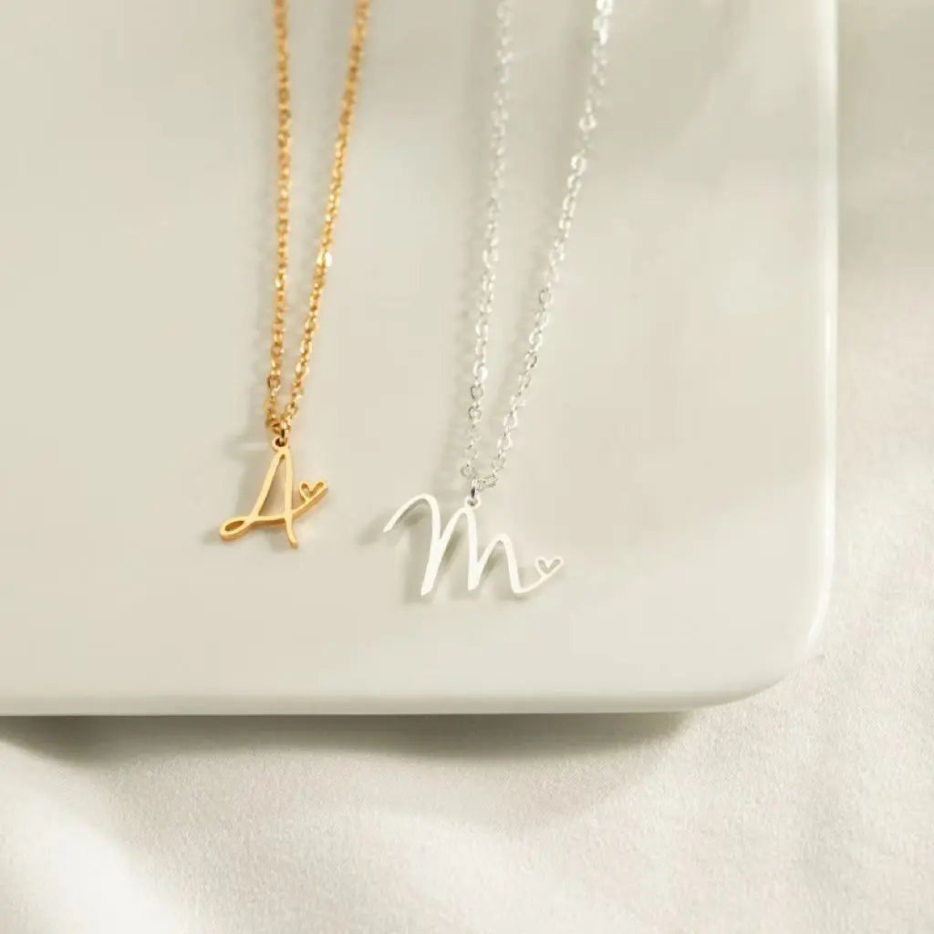 SUNIBI Stainless Steel Initial Necklace for Woman 26 Art Letters Heart DIY Pendant Necklace Gift Jewelry Wholesale Dropshipping