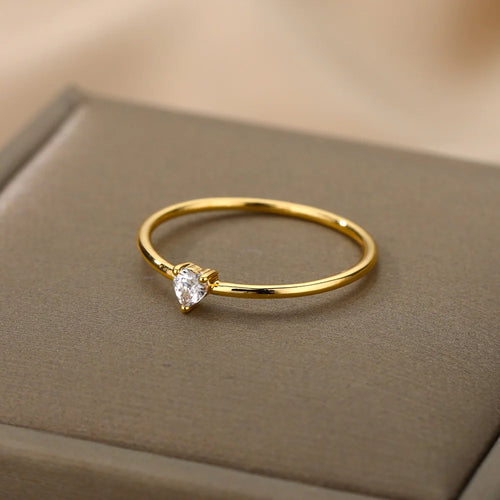 Zirkon Kleine Herzringe für Frauen Minimalismus Herzring Edelstahl Finger Zarter Ring Valentinstag Geschenke Kostenloser Versand